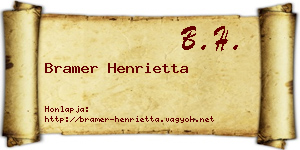 Bramer Henrietta névjegykártya